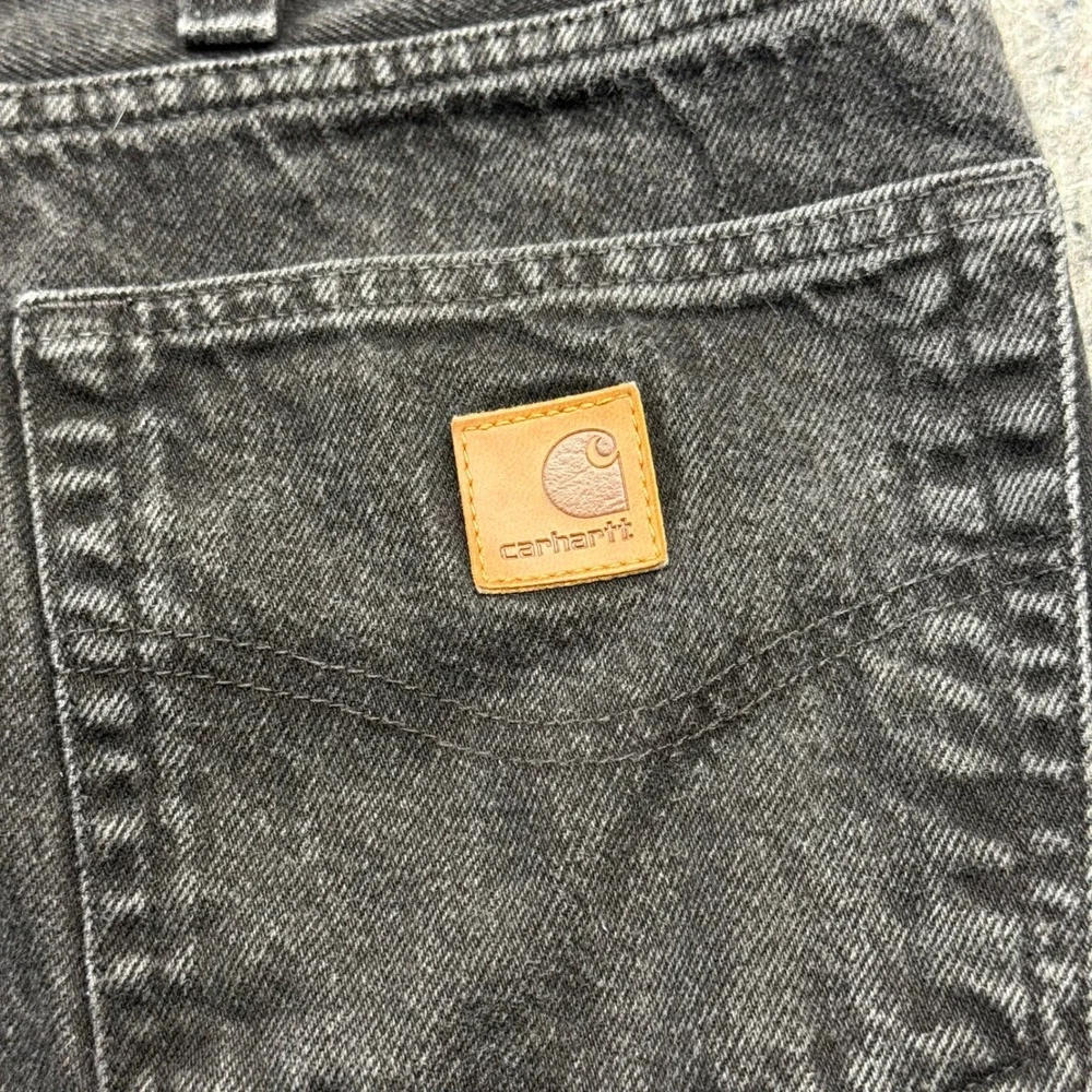 Carhartt Relaxed Fit‎ Straight Leg Black Denim Jeans Mens 44x30 Faded Workwear